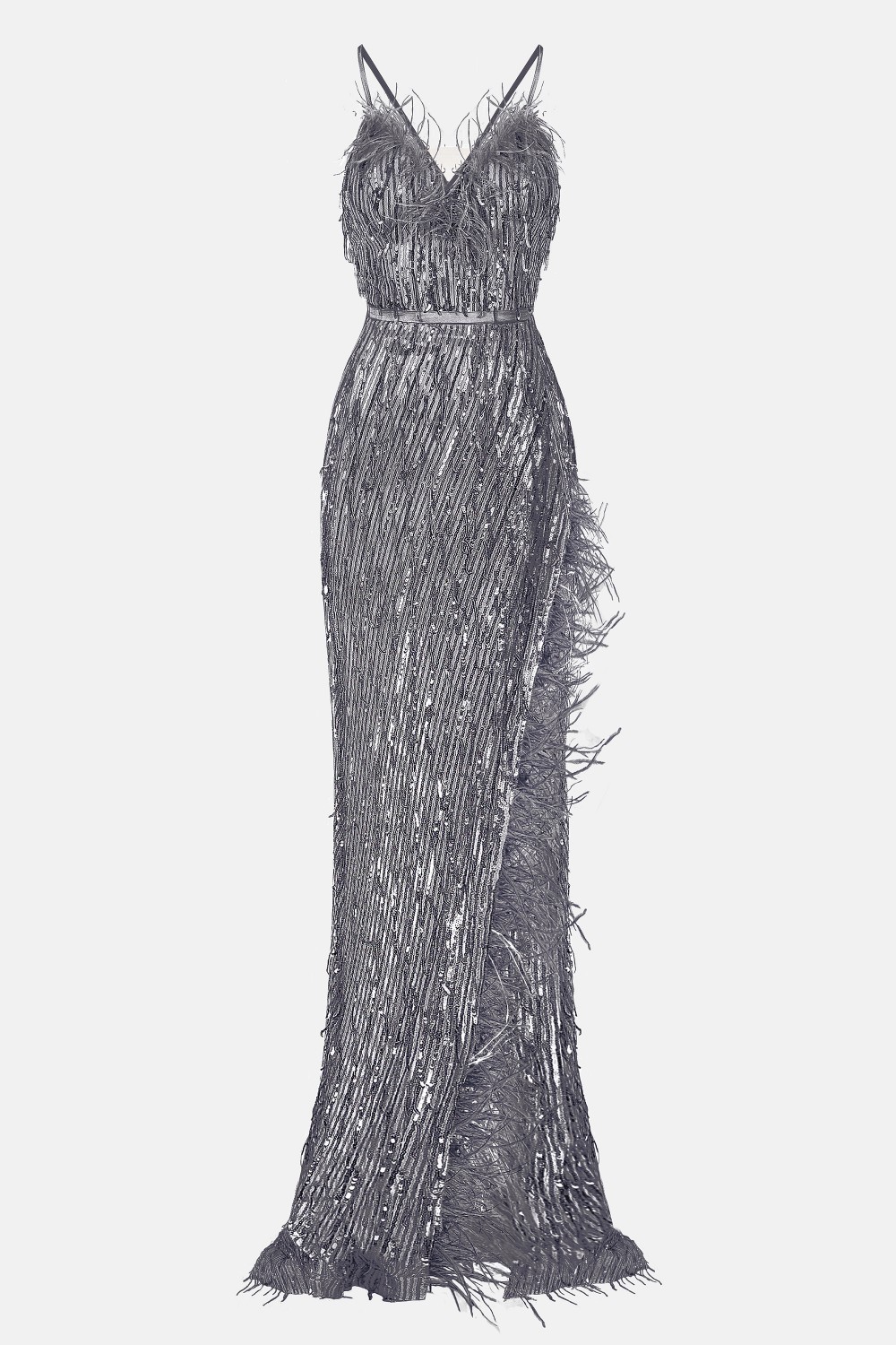 МAXI VESTITO ALAIA PAILLETTES GRIGIO SCURO МAXI VESTITO ALAIA PAILLETTES GRIGIO SCURO
