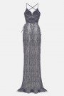 МAXI VESTITO ALAIA PAILLETTES GRIGIO SCURO МAXI VESTITO ALAIA PAILLETTES GRIGIO SCURO