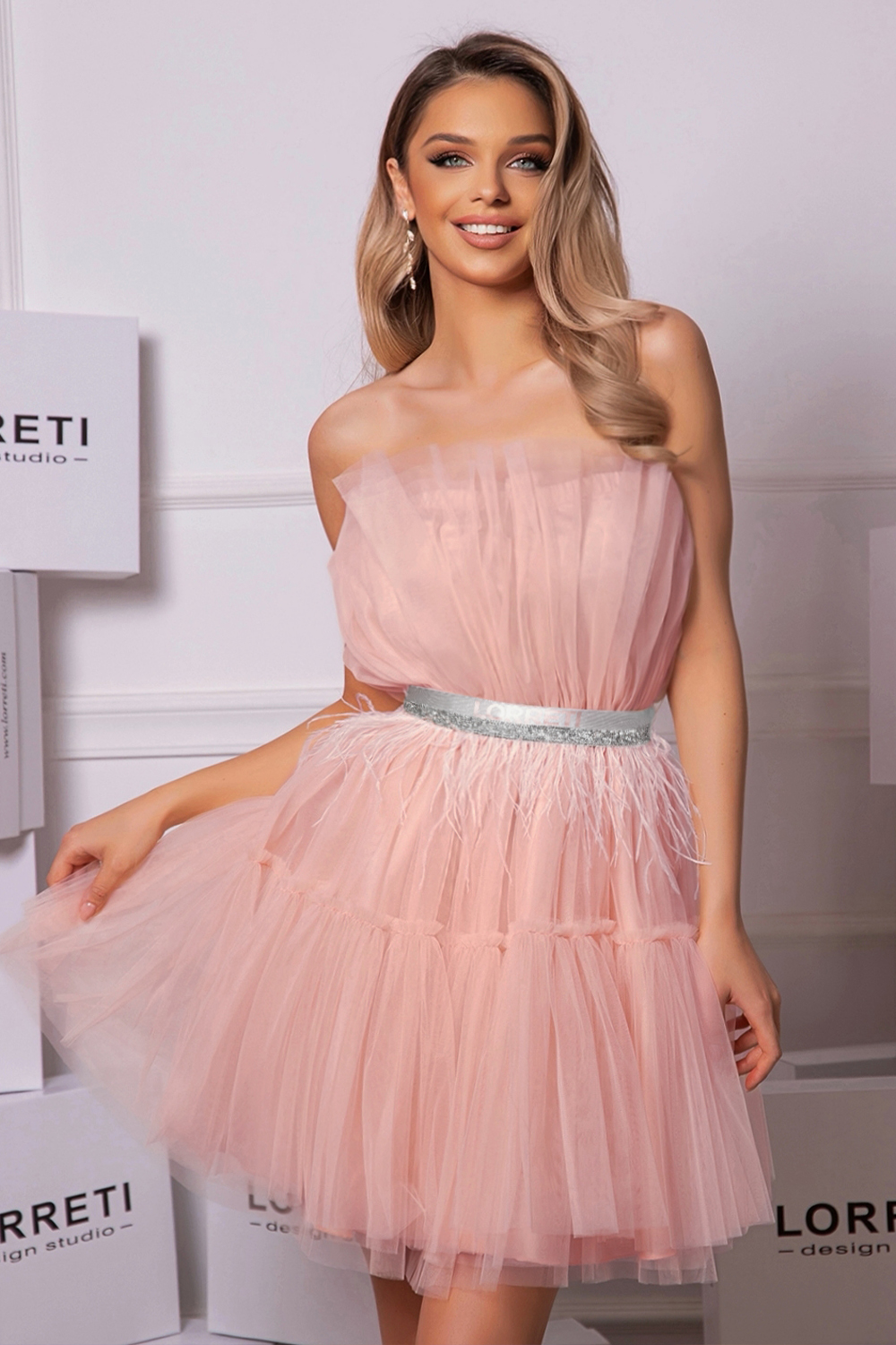 МИНИ РОКЛЯ BARBIE ТЮЛ ПЕПЕЛ ОТ РОЗИ МИНИ РОКЛЯ BARBIE ТЮЛ ПУДРА