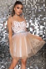 MINI VESTIDO MARY ЕNCAJE TUL BLANCO CON NUDE MINI VESTIDO MARY ЕNCAJE TUL BLANCO CON NUDE