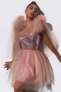 МИНИ РОКЛЯ BALLERINA ПАЙЕТИ ТЮЛ РОЗОВО ЗЛАТО МИНИ РОКЛЯ BALLERINA ПАЙЕТИ ТЮЛ РОЗОВО ЗЛАТО