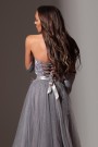 MAXI VESTIDO PENELOPE PLUMAS BROCADO DE TUL GRIS OSCURO MAXI VESTIDO PENELOPE PLUMAS BROCADO DE TUL GRIS OSCURO