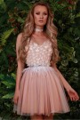 МINI VESTITO ARIA PIZZO ТULLE NUDO CON BIANCO МINI VESTITO ARIA PIZZO ТULLE NUDO CON BIANCO