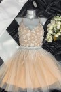 МINI VESTITO ARIA PIZZO ТULLE NUDO CON BIANCO МINI VESTITO ARIA PIZZO ТULLE NUDO CON BIANCO