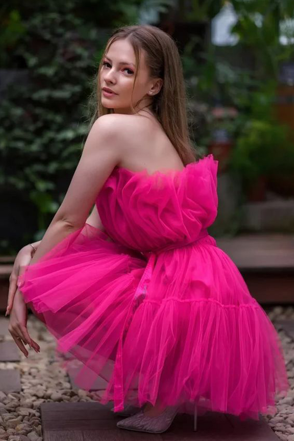 MINI DRESS BARBIE TULLE HOT PINK MINI DRESS BARBIE TULLE HOT PINK