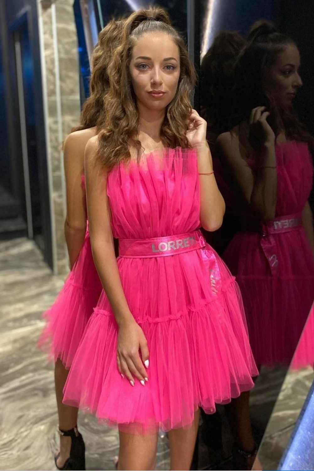 MINI DRESS BARBIE TULLE HOT PINK MINI DRESS BARBIE TULLE HOT PINK