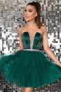MINI ROCHIE CECILE SATIN TUL VERDE INCHIS MINI ROCHIE CECILE SATIN TUL VERDE INCHIS
