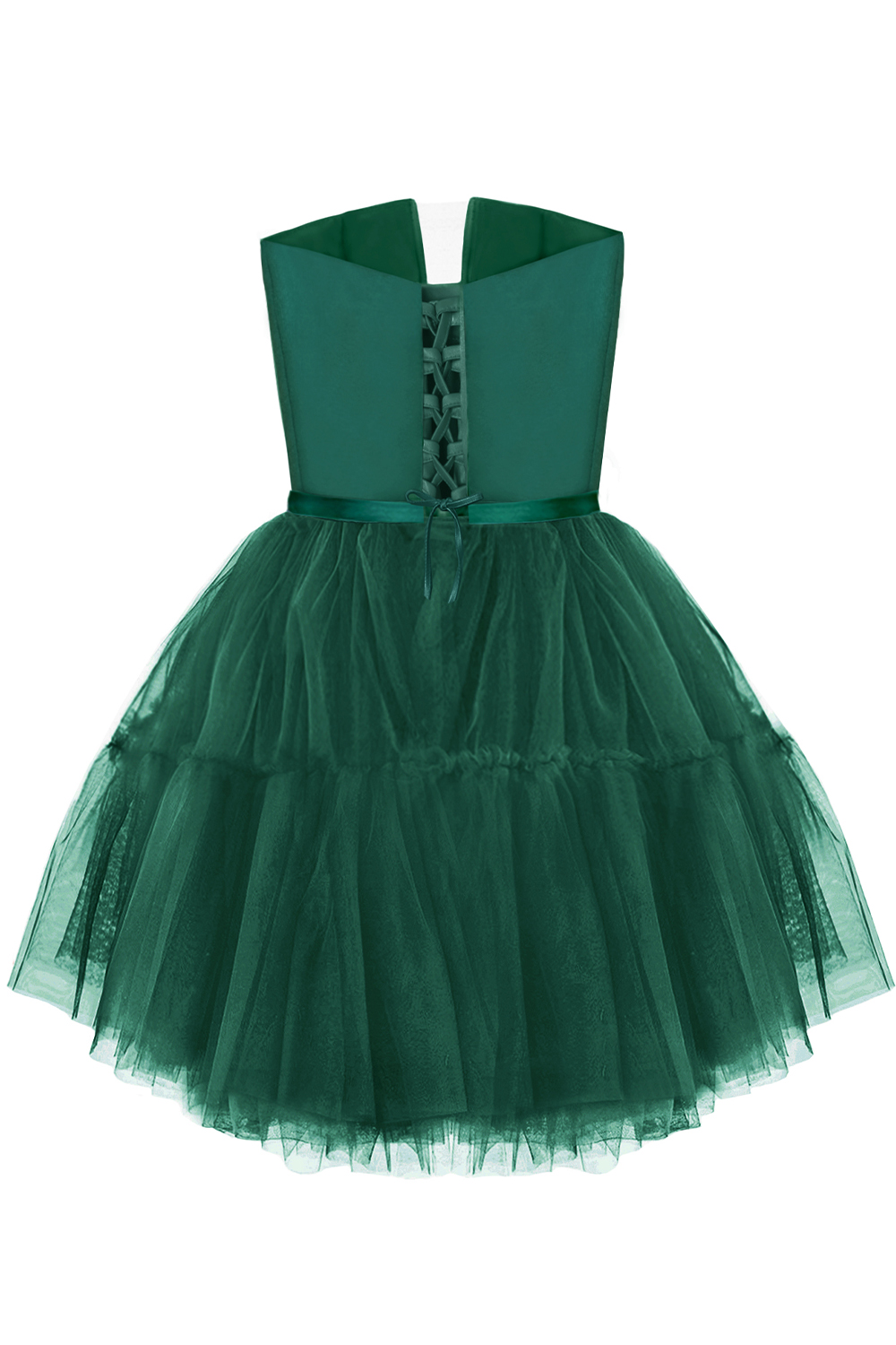MINI ROCHIE CECILE SATIN TUL VERDE INCHIS MINI ROCHIE CECILE SATIN TUL VERDE INCHIS