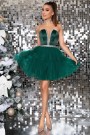 MINI ROCHIE CECILE SATIN TUL VERDE INCHIS MINI ROCHIE CECILE SATIN TUL VERDE INCHIS