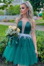 MINI ROCHIE CECILE SATIN TUL VERDE INCHIS MINI ROCHIE CECILE SATIN TUL VERDE INCHIS