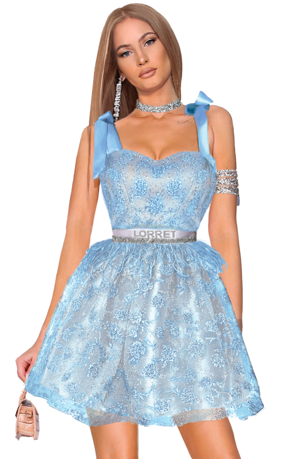 MINI DRESS MILA LACE LIGHT BLUE
