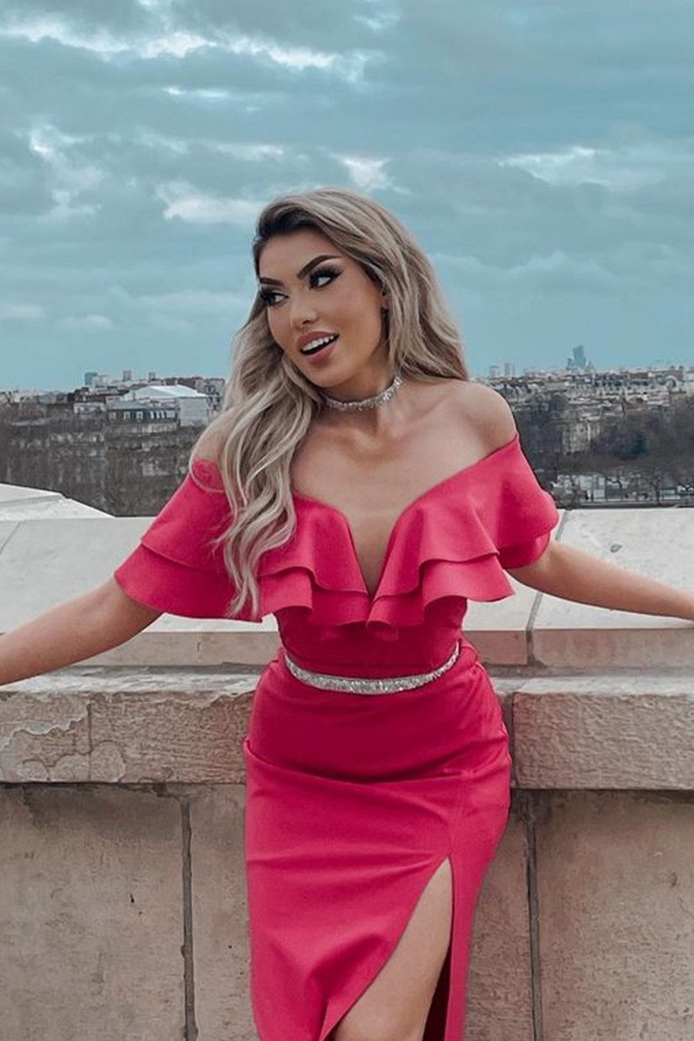 MAXI ROCHIE MADELYN TRICOT ROZ APRINS MAXI ROCHIE MADELYN TRICOT ROZ APRINS