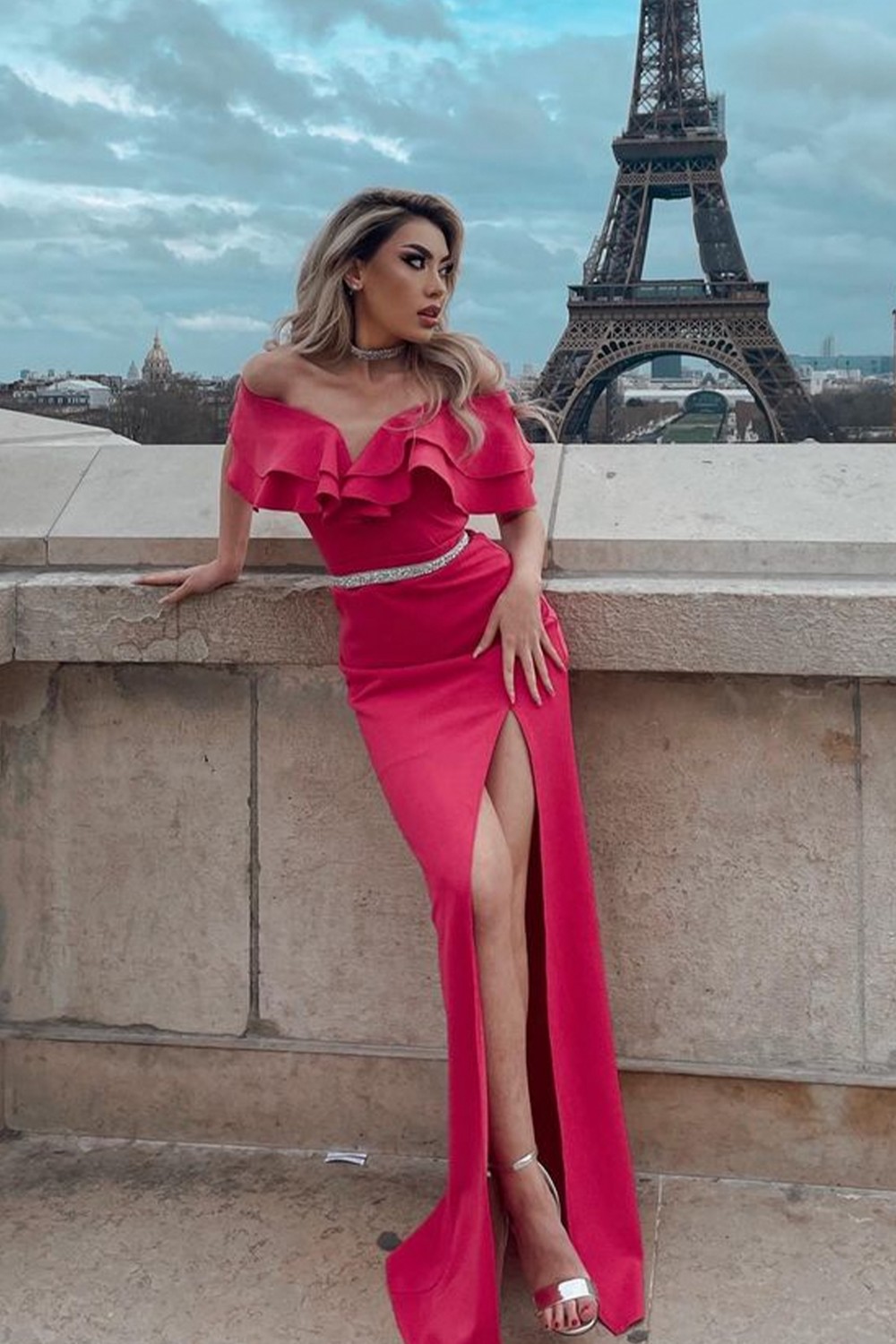 MAXI ROCHIE MADELYN TRICOT ROZ APRINS MAXI ROCHIE MADELYN TRICOT ROZ APRINS