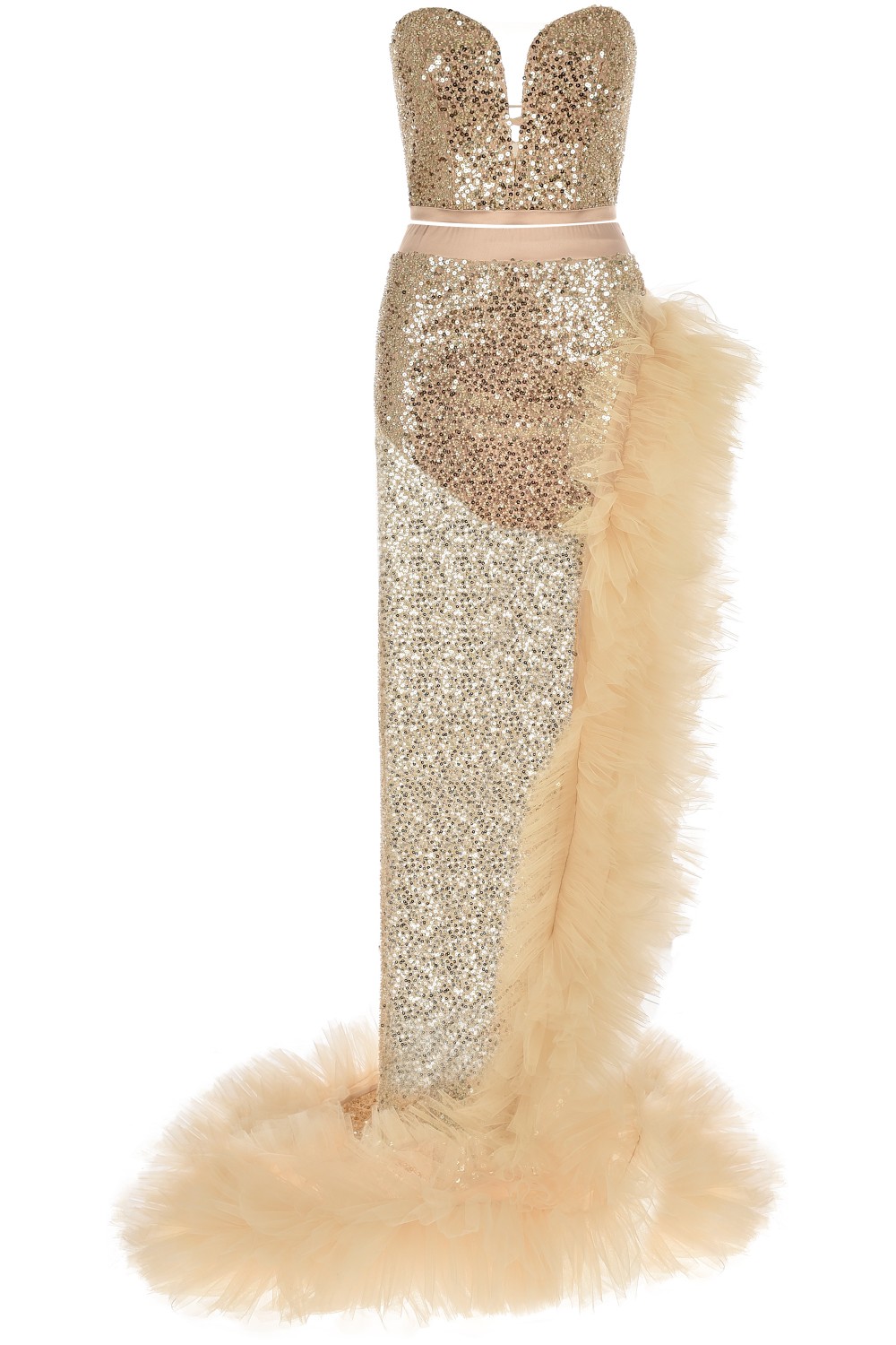 MAXI VESTIDO GLOW LENTEJUELAS TUL DORADO MAXI VESTIDO GLOW LENTEJUELAS TUL DORADO