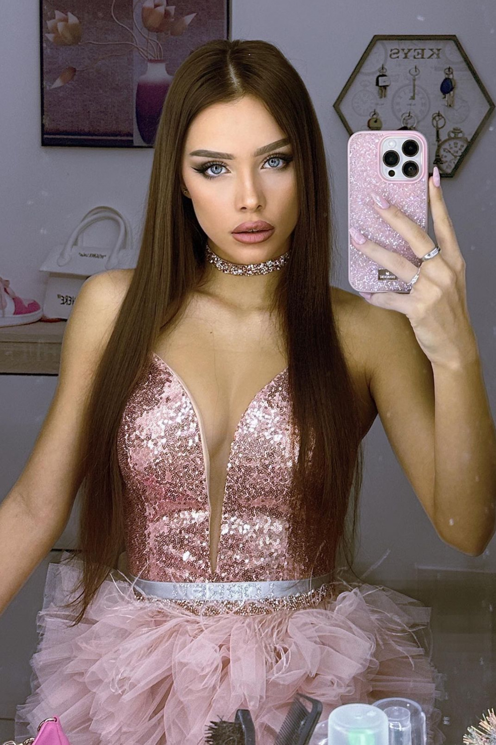 МИНИ РОКЛЯ AMORE ПАЙЕТИ ТЮЛ РОЗОВО ЗЛАТО МИНИ РОКЛЯ AMORE ПАЙЕТИ ТЮЛ РОЗОВО ЗЛАТО