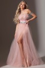 МAXI VESTITO PENELOPE PIUME BROCCATO DI TULLE ROSA CIPRIA МAXI VESTITO PENELOPE PIUME BROCCATO DI TULLE ROSA CIPRIA