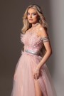 МAXI VESTITO PENELOPE PIUME BROCCATO DI TULLE ROSA CIPRIA МAXI VESTITO PENELOPE PIUME BROCCATO DI TULLE ROSA CIPRIA