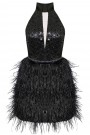 MINI VESTIDO FEYA LENTEJUELAS PLUMAS NEGRO MINI VESTIDO FEYA LENTEJUELAS PLUMAS NEGRO