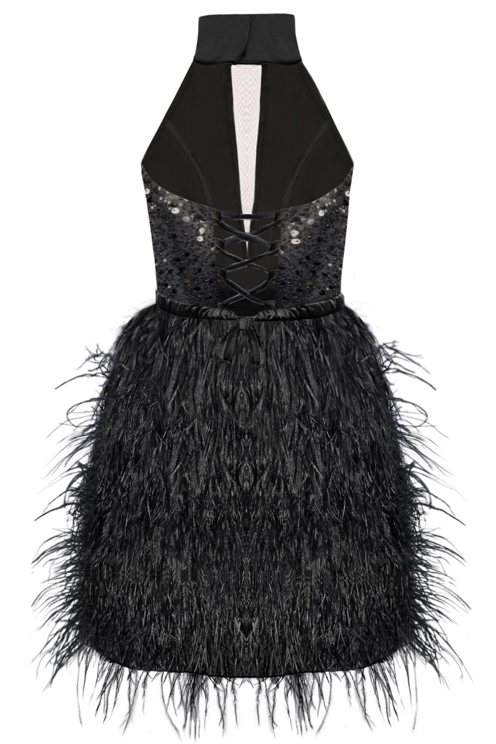 MINI VESTIDO FEYA LENTEJUELAS PLUMAS NEGRO MINI VESTIDO FEYA LENTEJUELAS PLUMAS NEGRO
