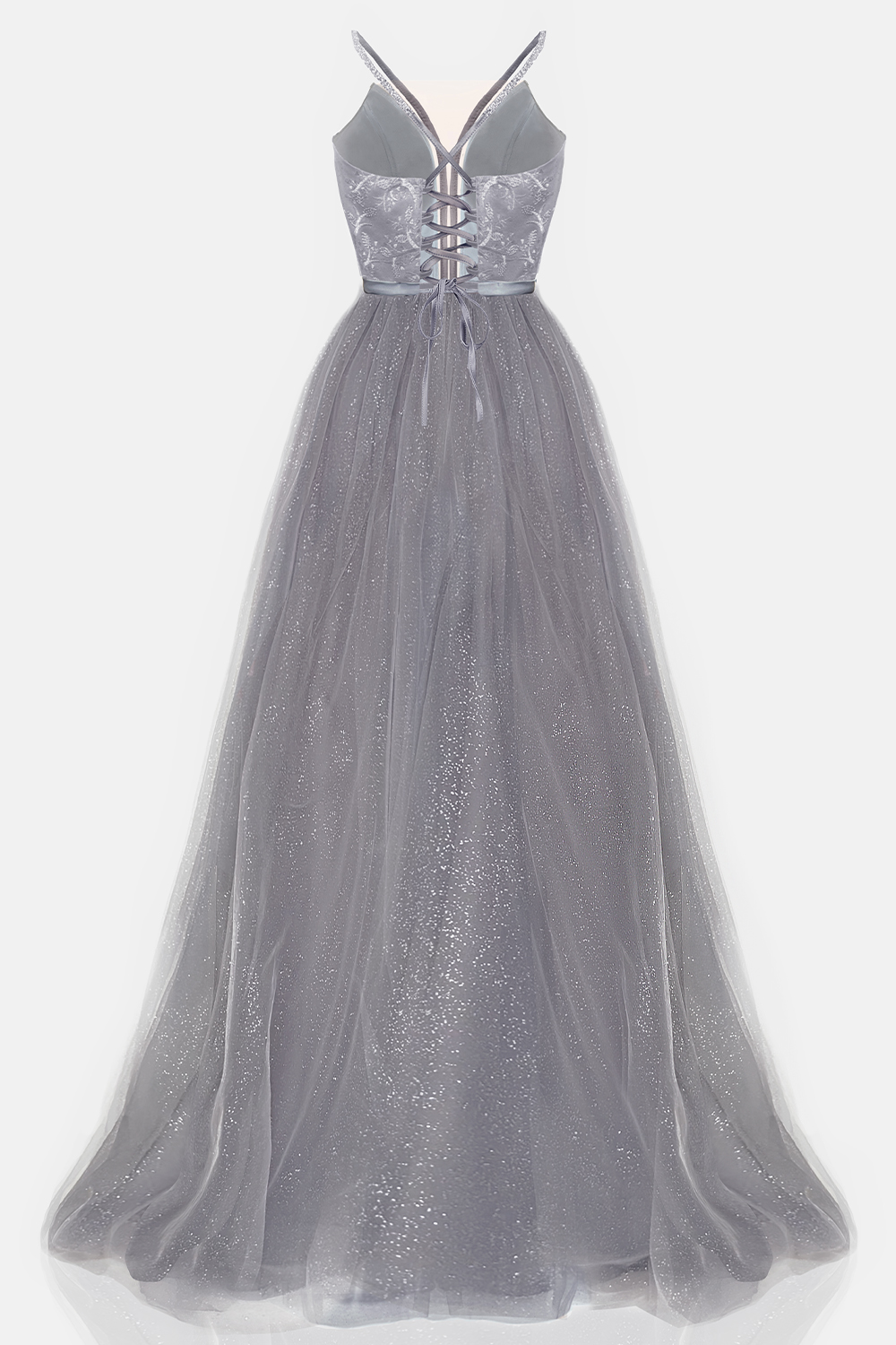 MAXI VESTIDO CANDICE ЕNCAJE BROCADO DE TUL GRIS OSCURO MAXI VESTIDO CANDICE ЕNCAJE BROCADO DE TUL GRIS OSCURO