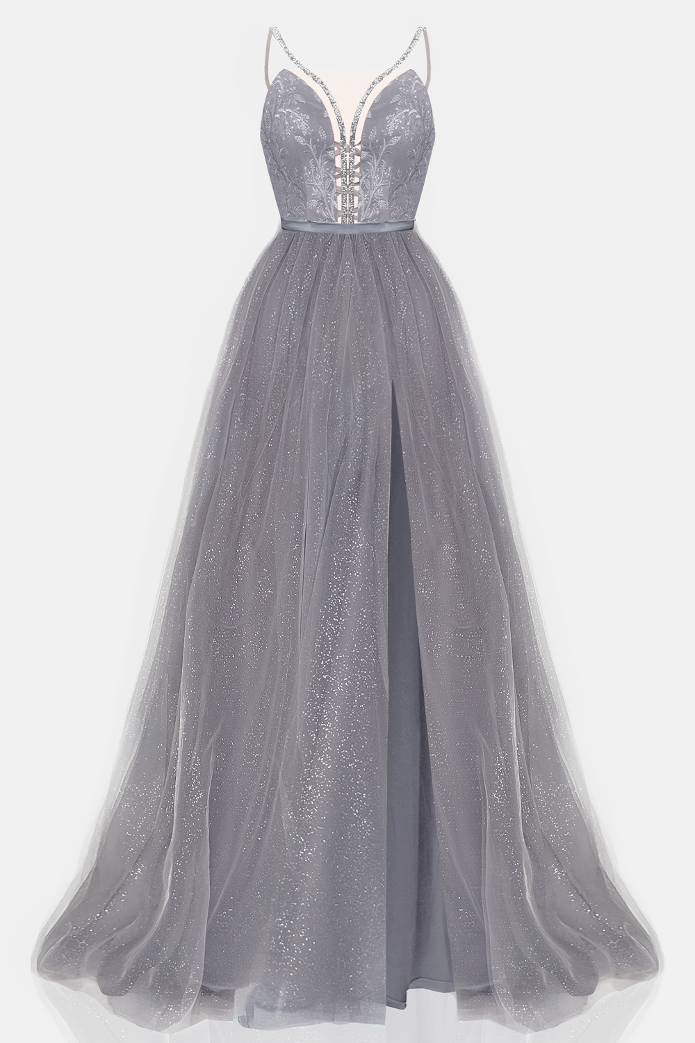 MAXI VESTIDO CANDICE ЕNCAJE BROCADO DE TUL GRIS OSCURO MAXI VESTIDO CANDICE ЕNCAJE BROCADO DE TUL GRIS OSCURO