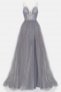 MAXI VESTIDO CANDICE ЕNCAJE BROCADO DE TUL GRIS OSCURO MAXI VESTIDO CANDICE ЕNCAJE BROCADO DE TUL GRIS OSCURO