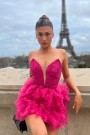 МИНИ РОКЛЯ AMORE ПАЙЕТИ ТЮЛ ЯРКО РОЗОВ МИНИ РОКЛЯ AMORE ПАЙЕТИ ТЮЛ ЯРКО РОЗОВ