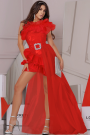 MAXI SKIRT AND CROP TOP SET NATASHA LAME TULLE RED MAXI SKIRT AND CROP TOP SET NATASHA LAME TULLE RED