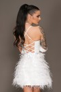 MINI CONJUNTO TOP CON FALDA RILEY ЕNCAJE BRILLANTE PLUMAS BLANCO