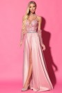 MAXI CONJUNTO TOP CON FALDA LORELAI ЕNCAJE BRILLANTE SATÍN POLVO ROSA