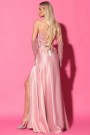 MAXI CONJUNTO TOP CON FALDA LORELAI ЕNCAJE BRILLANTE SATÍN POLVO ROSA