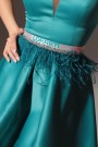 CINTURÓN MARABU 19A PLUMAS PEDRERÍA AZUL PETRÓLEO