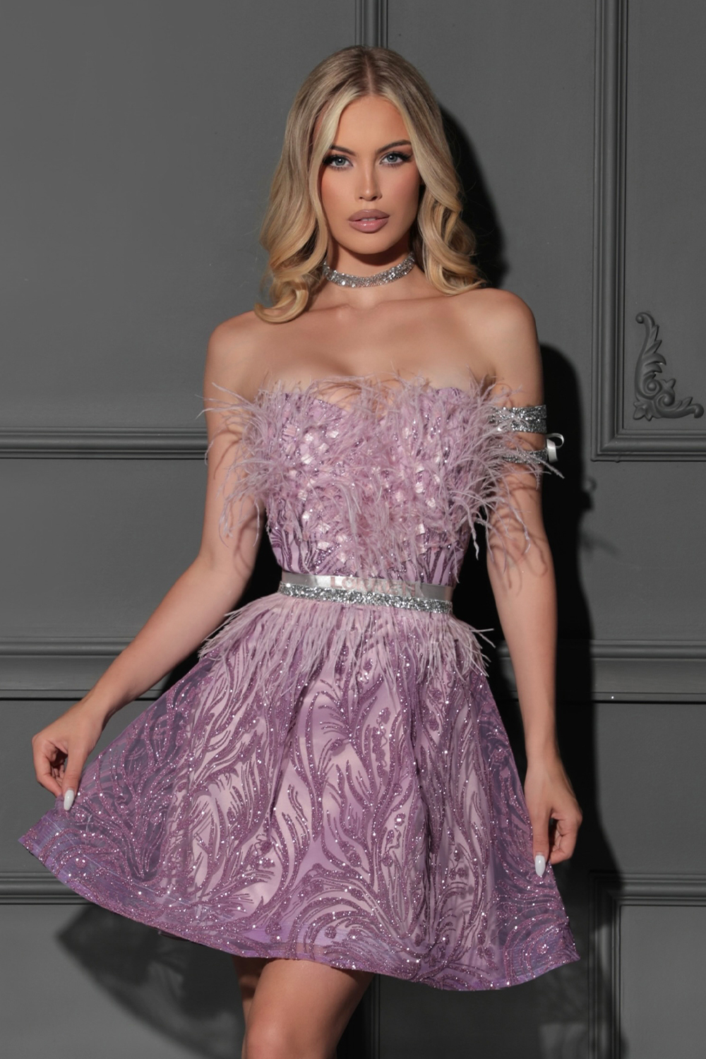 MINI SET TOP CU FUSTA AUDREY DANTELA GLITTER PENE LAVANDĂ MINI SET TOP CU FUSTA AUDREY DANTELA GLITTER PENE LAVANDĂ