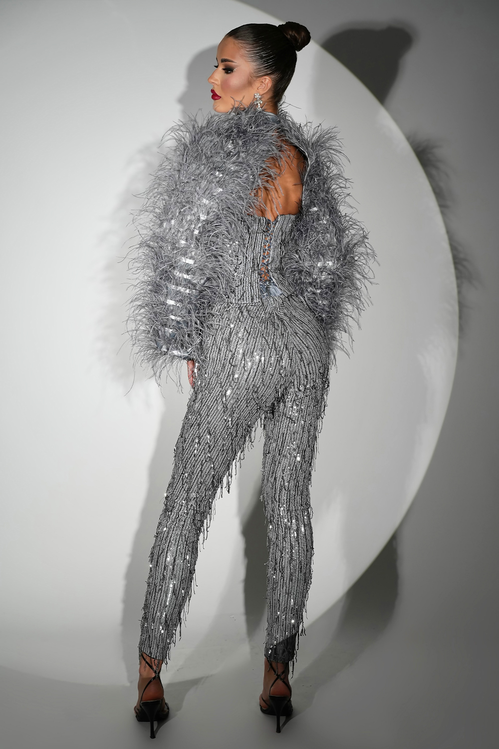 MAXI CROP TOP AND PANTS SET MELISSA SEQUIN SILVER MAXI CROP TOP AND PANTS SET MELISSA SEQUIN SILVER