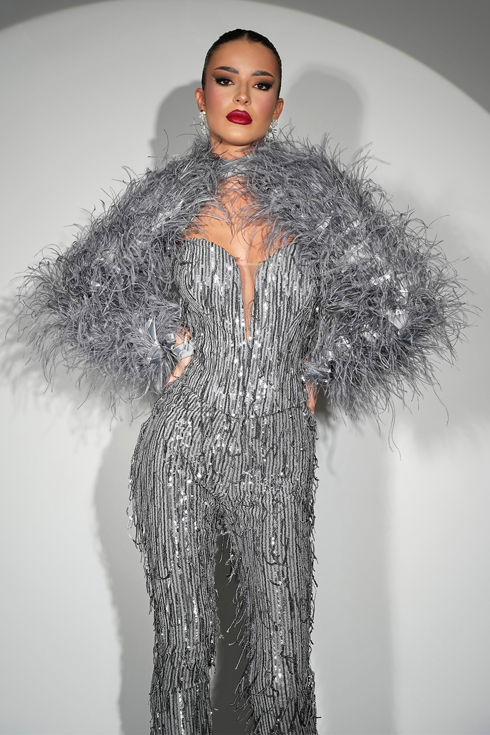MAXI CROP TOP AND PANTS SET MELISSA SEQUIN SILVER MAXI CROP TOP AND PANTS SET MELISSA SEQUIN SILVER