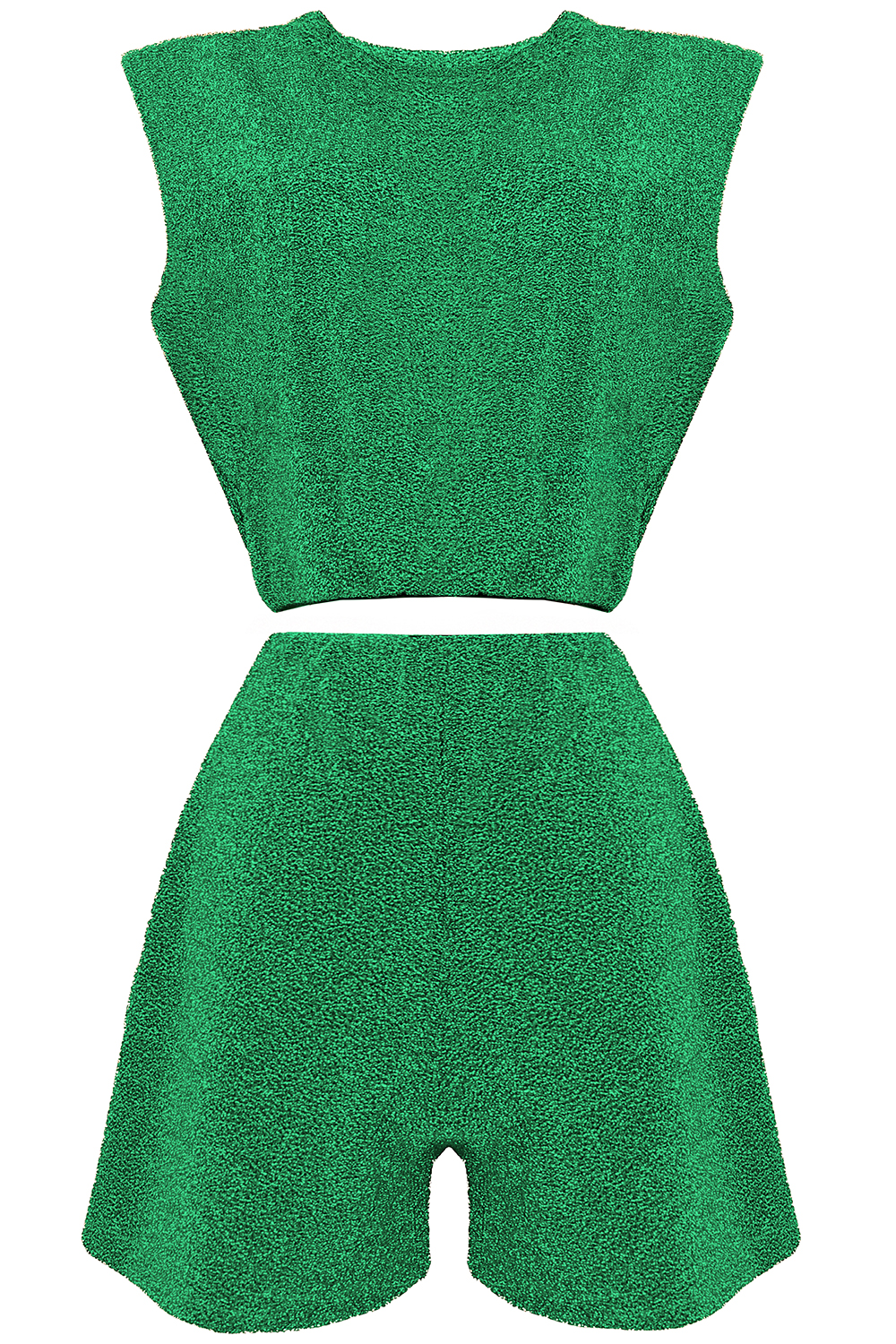 МINI SET TOP CON PANTALONI CHLOEY JERSEY LAMÉ VERDE МINI SET TOP CON PANTALONI CHLOEY JERSEY LAMÉ VERDE