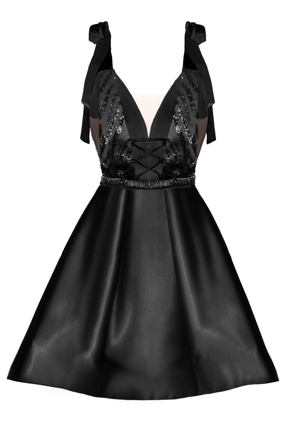MINI VESTIDO BLAKE ЕNCAJE SATÍN NEGRO MINI VESTIDO BLAKE ЕNCAJE SATÍN NEGRO