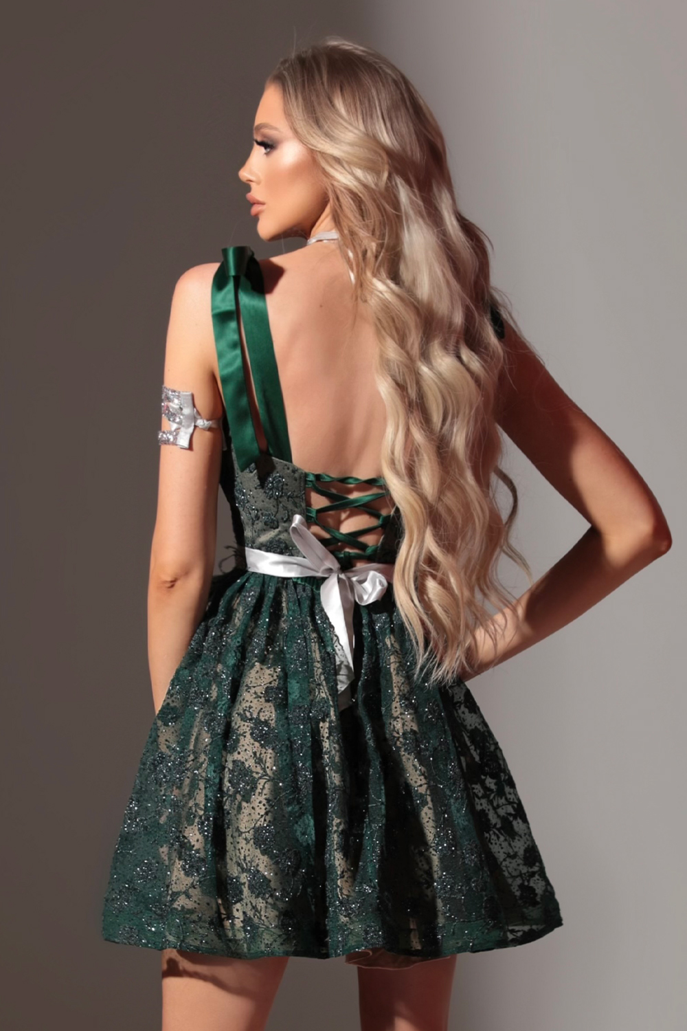 MINI DRESS MILA LACE DARK GREEN