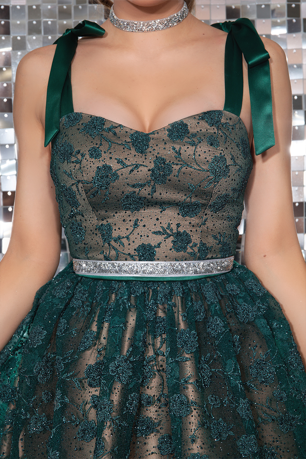 MINI DRESS MILA LACE DARK GREEN