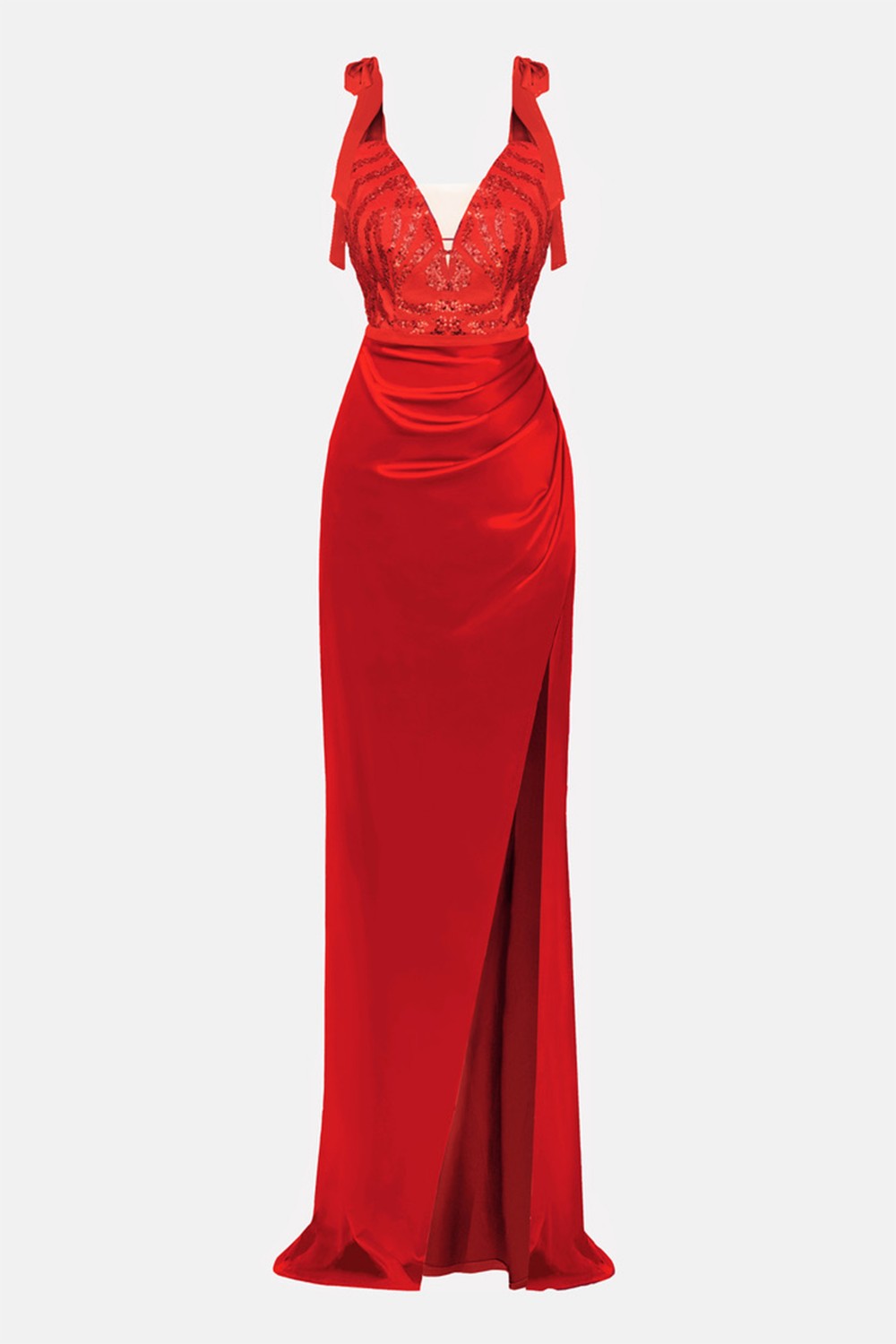 MAXI VESTIDO BIANCA ЕNCAJE SATÍN ROJO MAXI VESTIDO BIANCA ЕNCAJE SATÍN ROJO