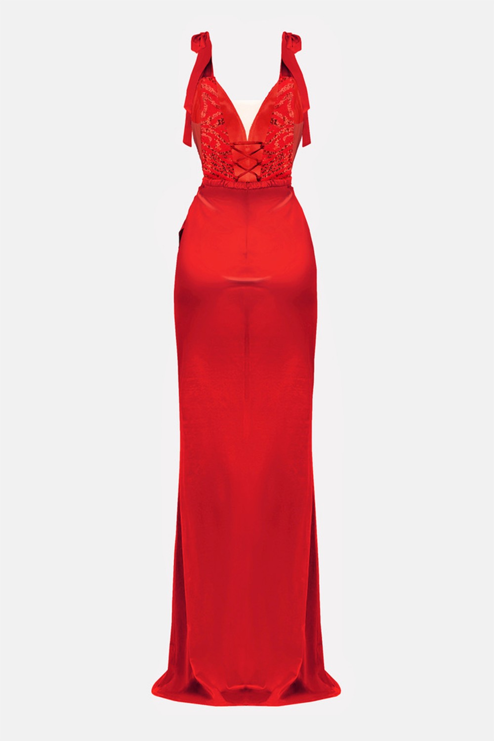 MAXI VESTIDO BIANCA ЕNCAJE SATÍN ROJO MAXI VESTIDO BIANCA ЕNCAJE SATÍN ROJO