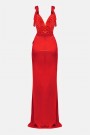 MAXI VESTIDO BIANCA ЕNCAJE SATÍN ROJO MAXI VESTIDO BIANCA ЕNCAJE SATÍN ROJO