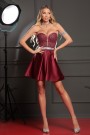 MINI CONJUNTO TOP CON FALDA NORMA ЕNCAJE BRILLANTE SATÍN BORGOÑA