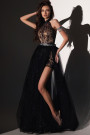 MAXI SET TOP CU PANTALONI ȘI MANTIE ELSIE DANTELA GLITTER BROCADĂ DE TUL NEAGRA ȘI NUDE MAXI SET TOP CU PANTALONI ȘI MANTIE ELSIE DANTELA GLITTER BROCADĂ DE TUL NEAGRA ȘI NUDE