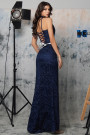 MAXI CONJUNTO TOP CON FALDA SALLY ЕNCAJE BRILLANTE АZUL OSCURO