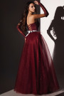 MAXI CONJUNTO TOP CON FALDA ALEXANDRINA ЕNCAJE BRILLANTE BROCADO DE TUL BORGOÑA