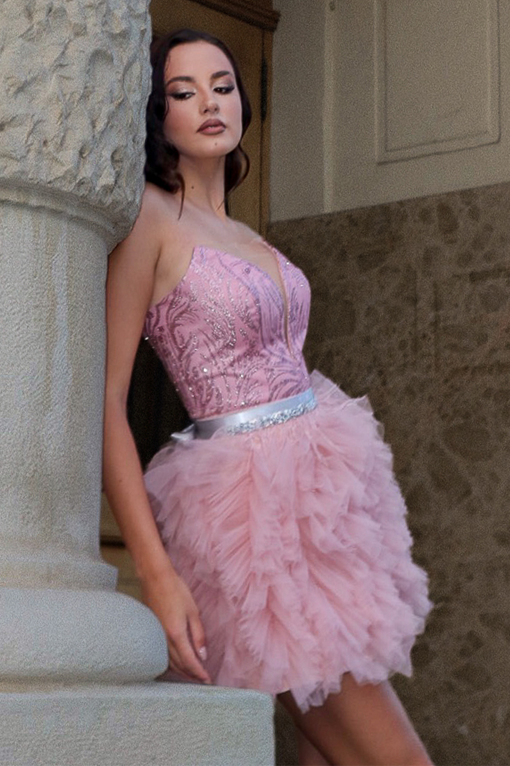 MAXI SET TOP CU FUSTA ARINA DANTELA GLITTER TUL ROZ PUDRA MAXI SET TOP CU FUSTA ARINA DANTELA GLITTER TUL ROZ PUDRA