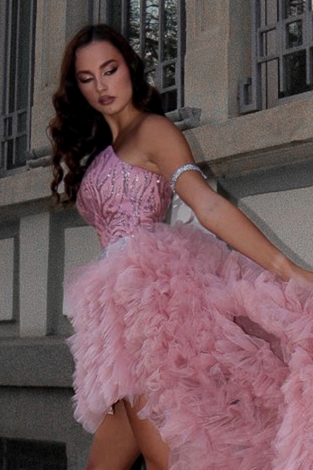 MAXI SET TOP CU FUSTA ARINA DANTELA GLITTER TUL ROZ PUDRA MAXI SET TOP CU FUSTA ARINA DANTELA GLITTER TUL ROZ PUDRA