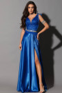 MAXI SET TOP CU FUSTA MONA DANTELA GLITTER SATIN ALBASTRU COBALT MAXI SET TOP CU FUSTA MONA DANTELA GLITTER SATIN ALBASTRU COBALT