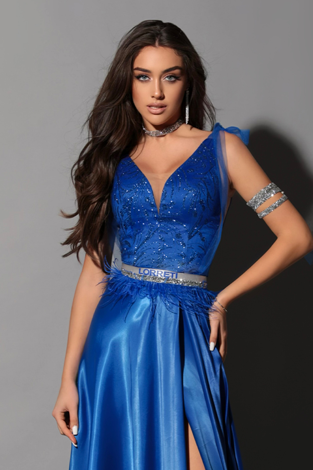 MAXI SET TOP CU FUSTA MONA DANTELA GLITTER SATIN ALBASTRU COBALT MAXI SET TOP CU FUSTA MONA DANTELA GLITTER SATIN ALBASTRU COBALT